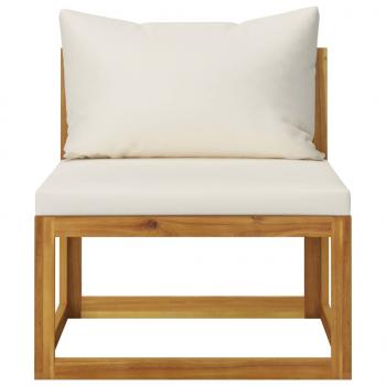 11-tlg. Garten-Lounge-Set mit Auflagen Creme Massivholz Akazie