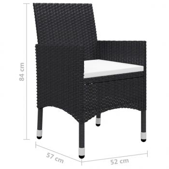 3-tlg. Bistro-Set Poly Rattan und Akazienholz Schwarz