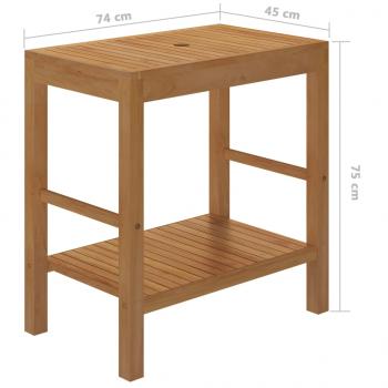 Waschtisch Massivholz Teak mit Waschbecken Marmor Creme