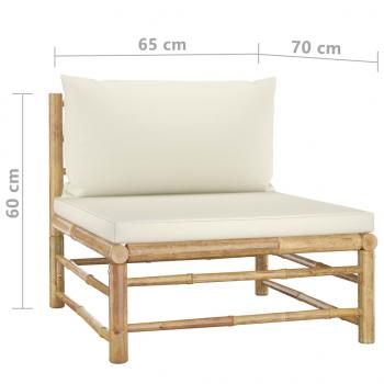 5-tlg. Garten-Lounge-Set mit Cremeweißen Kissen Bambus