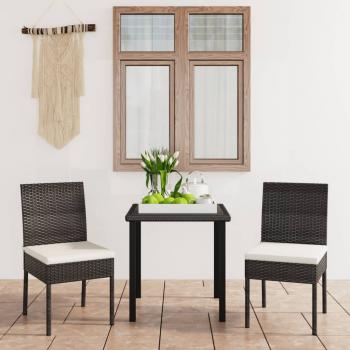 ARDEBO.de - 3-tlg. Garten-Essgruppe Poly Rattan Schwarz