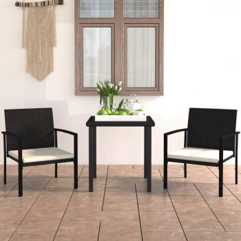 ARDEBO.de - 3-tlg. Garten-Essgruppe Poly Rattan Schwarz