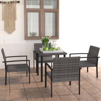 ARDEBO.de - 5-tlg. Garten-Essgruppe Poly Rattan Grau