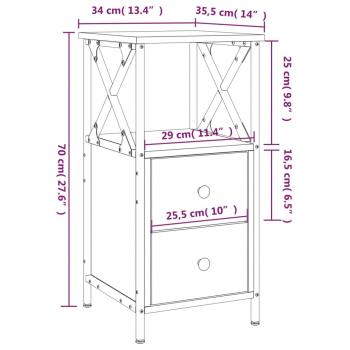 Nachttisch Grau Sonoma-Eiche 34x35,5x70 cm Holzwerkstoff