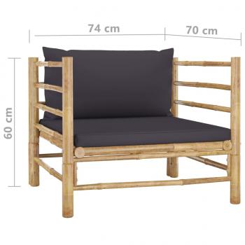 5-tlg. Garten-Lounge-Set mit Dunkelgrauen Kissen Bambus