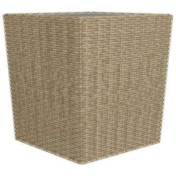 3-tlg. Bistro-Set Poly Rattan und Hartglas Beige 