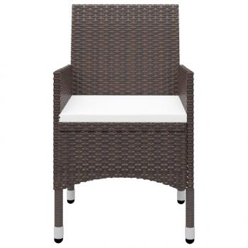 3-tlg. Bistro-Set Poly Rattan und Hartglas Braun