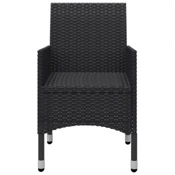 3-tlg. Bistro-Set Poly Rattan und Hartglas Schwarz