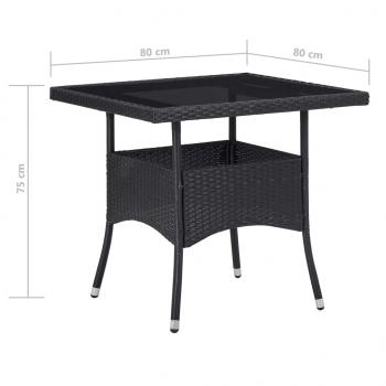 5-tlg. Garten-Essgruppe Poly Rattan und Glas Schwarz