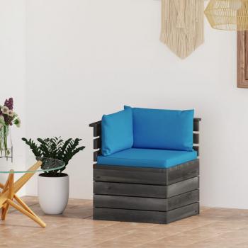 ARDEBO.de - Garten-Paletten-Ecksofa mit Kissen Kiefernholz