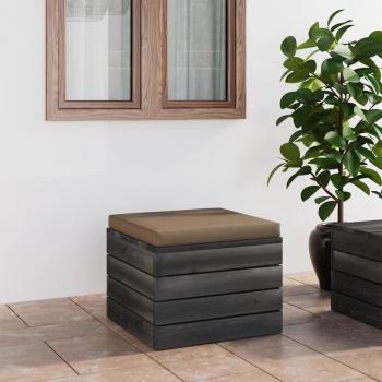 ARDEBO.de - Garten-Paletten-Hocker mit Taupe Sitzkissen Kiefernholz