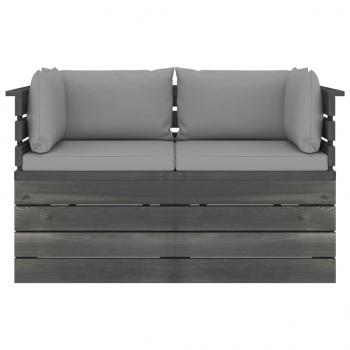 Garten-Palettensofa 2-Sitzer mit Kissen Kiefer Massivholz