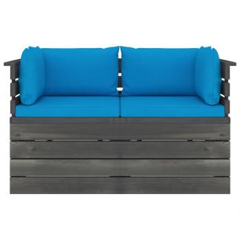 Garten-Palettensofa 2-Sitzer mit Kissen Kiefer Massivholz