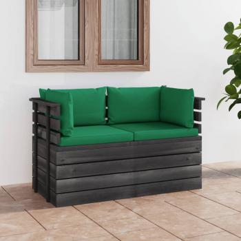 ARDEBO.de - Garten-Palettensofa 2-Sitzer mit Kissen Kiefer Massivholz