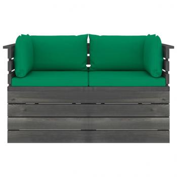 Garten-Palettensofa 2-Sitzer mit Kissen Kiefer Massivholz