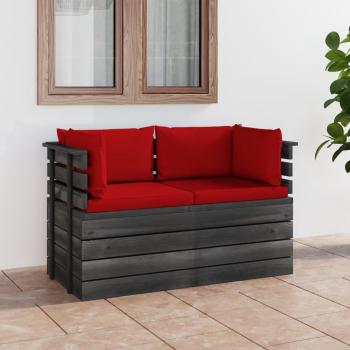 ARDEBO.de - Garten-Palettensofa 2-Sitzer mit Kissen Kiefer Massivholz