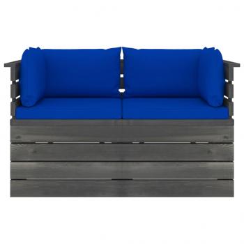 Garten-Palettensofa 2-Sitzer mit Kissen Kiefer Massivholz