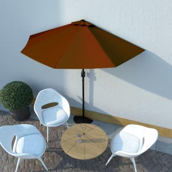 ARDEBO.de - Balkon-Sonnenschirm Alu-Mast Terrakotta 270x144x222cm Halbrund