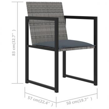 5-tlg. Garten-Essgruppe mit Kissen Poly Rattan Grau