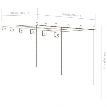 Garten-Pergola Antik-Braun 6x3x2,5 m Eisen