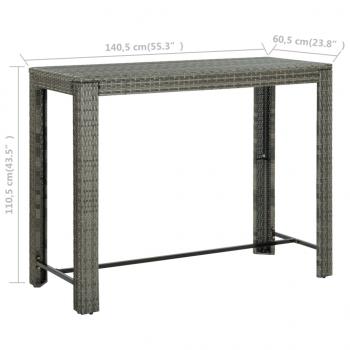 Garten-Bartisch Grau 140,5x60,5x110,5 cm Poly Rattan