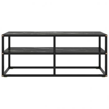 TV-Schrank Schwarz mit Schwarzer Marmor-Optik Glas 100x40x40 cm