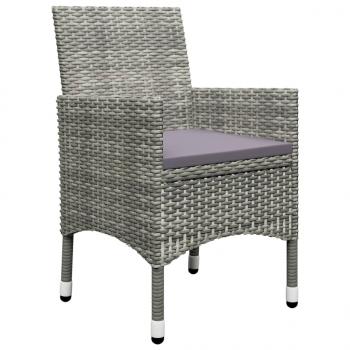 3-tlg. Bistro-Set Poly Rattan und Hartglas Grau