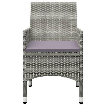 3-tlg. Bistro-Set Poly Rattan und Hartglas Grau