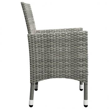 3-tlg. Bistro-Set Poly Rattan und Hartglas Grau