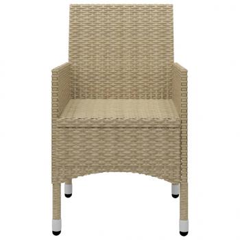 3-tlg. Bistro-Set Poly Rattan und Hartglas Beige