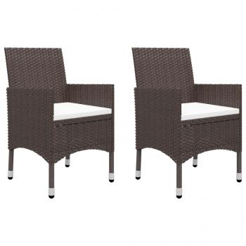 3-tlg. Bistro-Set Poly Rattan und Hartglas Braun