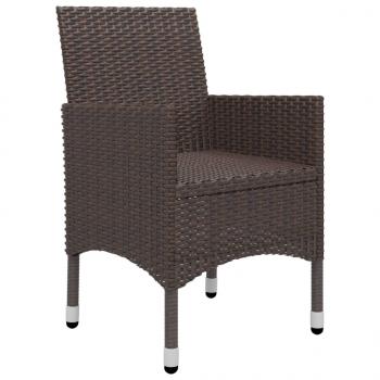 3-tlg. Bistro-Set Poly Rattan und Hartglas Braun