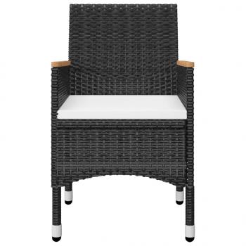 3-tlg. Bistro-Set Poly Rattan und Hartglas Schwarz