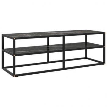 ARDEBO.de - TV-Schrank Schwarz mit Hartglas Marmor-Optik 120x40x40 cm