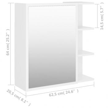 Bad-Spiegelschrank Weiß 62,5x20,5x64 cm Holzwerkstoff