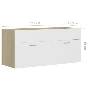 Waschbeckenunterschrank Weiß Sonoma-Eiche 100x38,5x46 cm