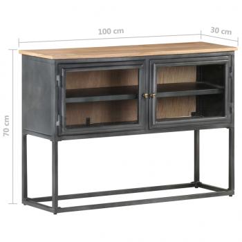 Sideboard Grau 100x30x70 cm Massivholz Akazie