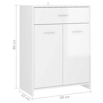 Badezimmerschrank Hochglanz-Weiß 60x33x80 cm Holzwerkstoff