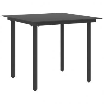 ARDEBO.de - Garten-Esstisch Schwarz 80x80x74 cm Stahl und Glas