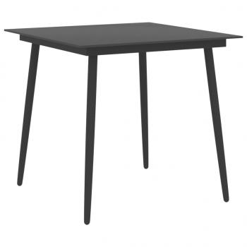 ARDEBO.de - Garten-Esstisch Schwarz 80x80x74 cm Stahl und Glas