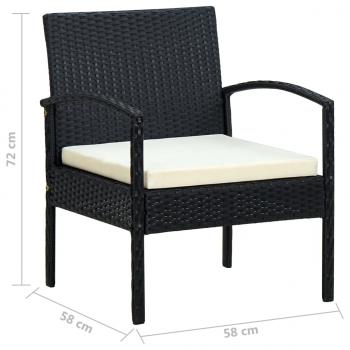 Gartenstuhl mit Kissen Poly Rattan Schwarz