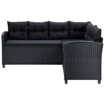 6-tlg. Garten-Lounge-Set mit Auflagen Poly Rattan Schwarz