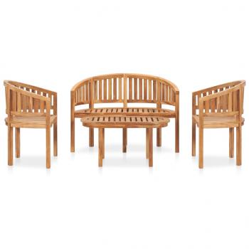 4-tlg. Garten-Lounge-Set Massivholz Teak