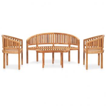 4-tlg. Garten-Lounge-Set Massivholz Teak