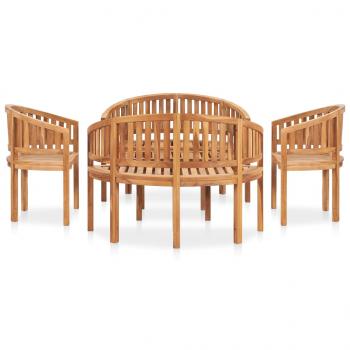 5-tlg. Garten-Lounge-Set Massivholz Teak