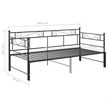 Tagesbett Ausziehbar Schwarz Metall 90x200 cm