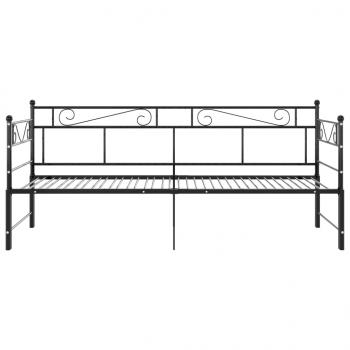 Tagesbett Ausziehbar Schwarz Metall 90x200 cm