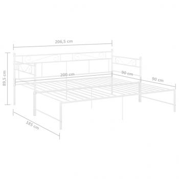 Tagesbett Ausziehbar Weiß Metall 90x200 cm