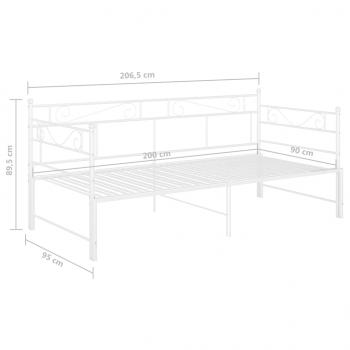 Tagesbett Ausziehbar Weiß Metall 90x200 cm