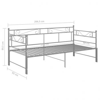 Tagesbett Ausziehbar Grau Metall 90x200 cm